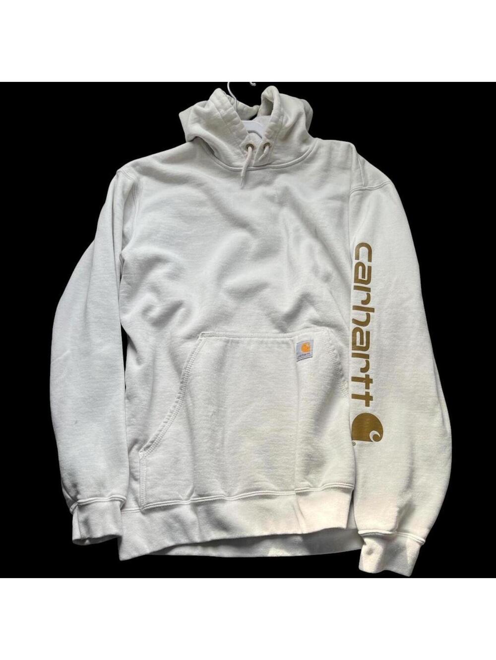 Carhartt white sleeve logo hoodie workwear streetwear hoodie
